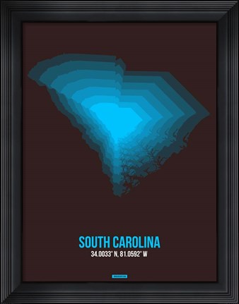 Framed South Carolina Radiant Map 5 Print