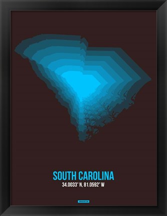 Framed South Carolina Radiant Map 5 Print