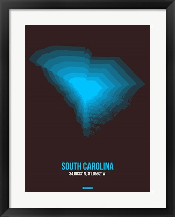 Framed South Carolina Radiant Map 5 Print