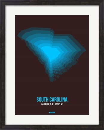Framed South Carolina Radiant Map 5 Print