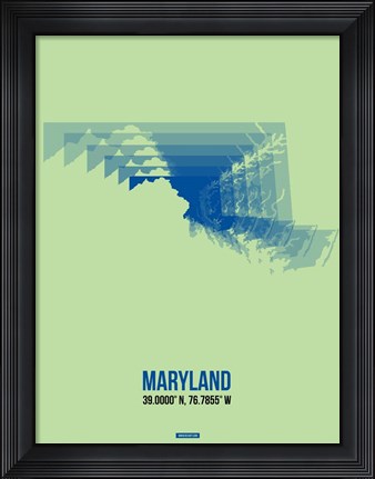 Framed Maryland Radiant Map 2 Print