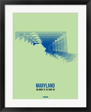 Framed Maryland Radiant Map 2 Print