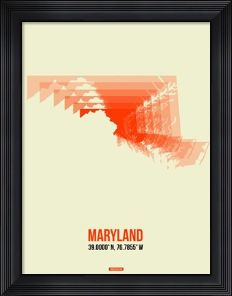 Framed Maryland Radiant Map 3 Print