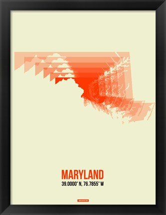 Framed Maryland Radiant Map 3 Print
