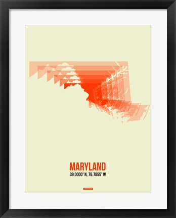 Framed Maryland Radiant Map 3 Print