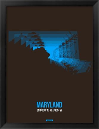 Framed Maryland Radiant Map 4 Print