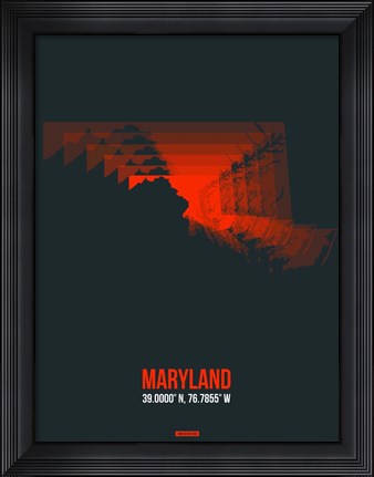 Framed Maryland Radiant Map 5 Print
