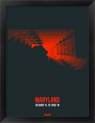 Framed Maryland Radiant Map 5 Print