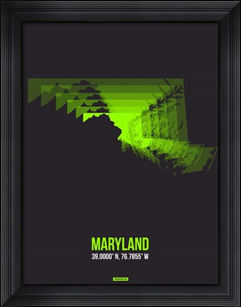 Framed Maryland Radiant Map 6 Print