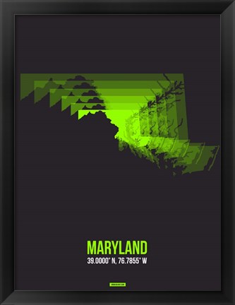 Framed Maryland Radiant Map 6 Print