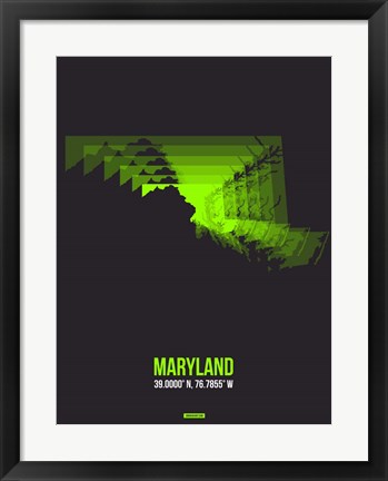 Framed Maryland Radiant Map 6 Print