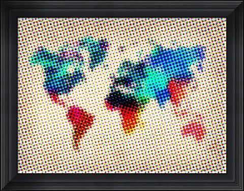 Framed Dotted World Map 1 Print