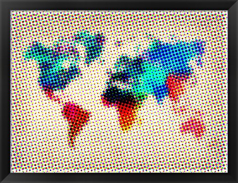 Framed Dotted World Map 1 Print