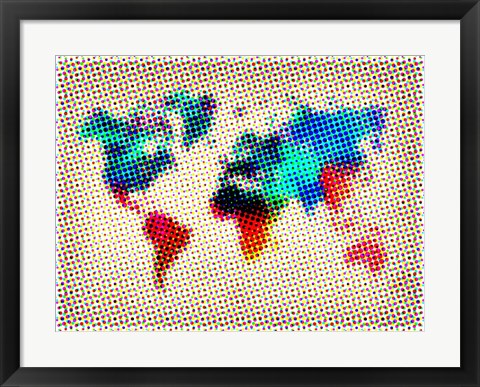 Framed Dotted World Map 1 Print
