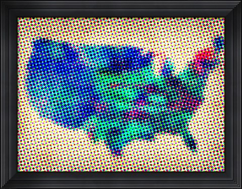 Framed Dotted Map of the USA Print