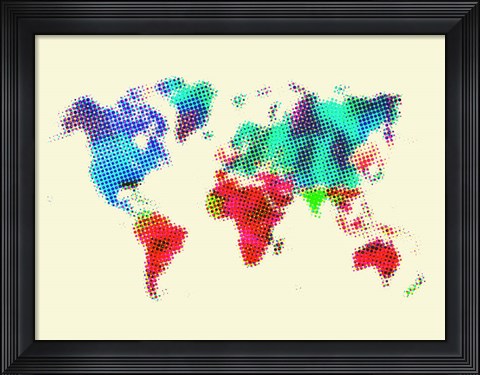 Framed Dotted World Map 4 Print