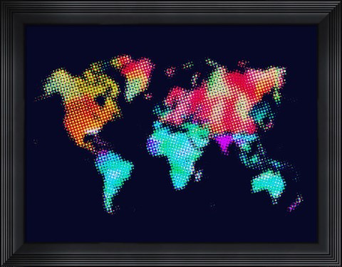 Framed Dotted World Map 5 Print