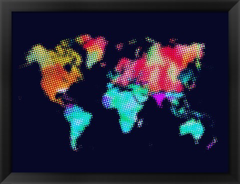 Framed Dotted World Map 5 Print