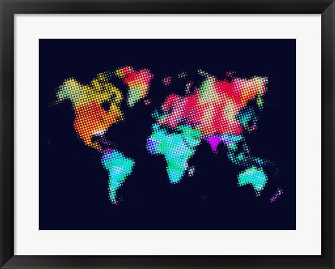 Framed Dotted World Map 5 Print