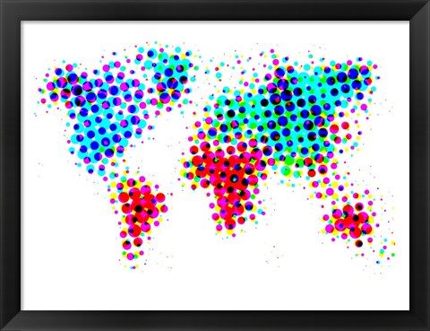 Framed Dotted World Map 6 Print