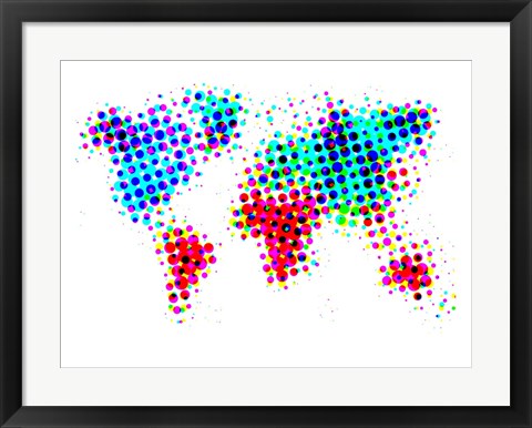 Framed Dotted World Map 6 Print