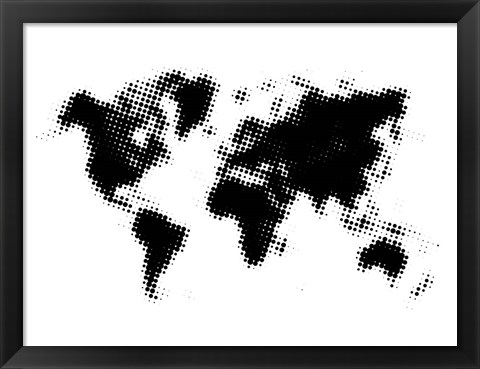 Framed Dotted Black World Map Print