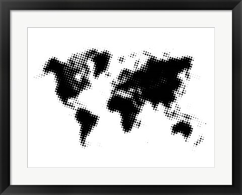 Framed Dotted Black World Map Print