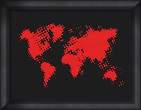 Framed Dotted Red World Map Print