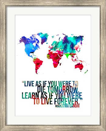 Framed World Map Quote Mahatma Gandi Print