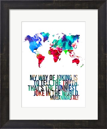 Framed World Map Quote Muhammad Ali Print