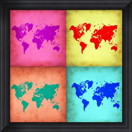 Framed Pop Art World Map 1 Print