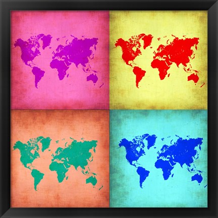 Framed Pop Art World Map 1 Print