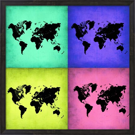 Framed Pop Art World Map 2 Print