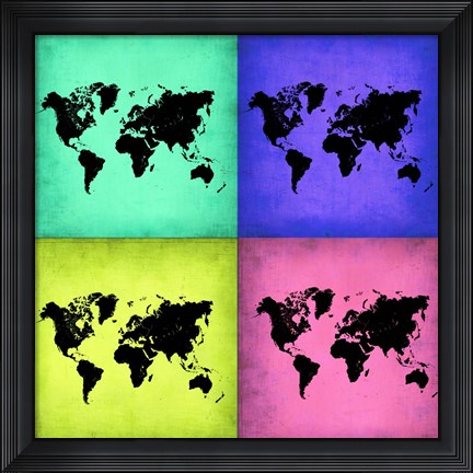 Framed Pop Art World Map 2 Print