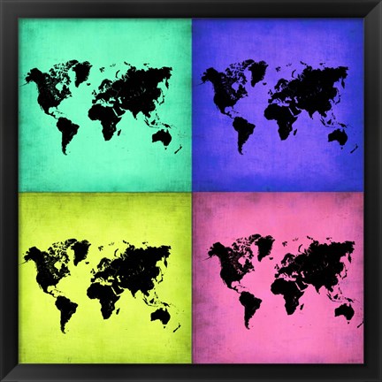 Framed Pop Art World Map 2 Print