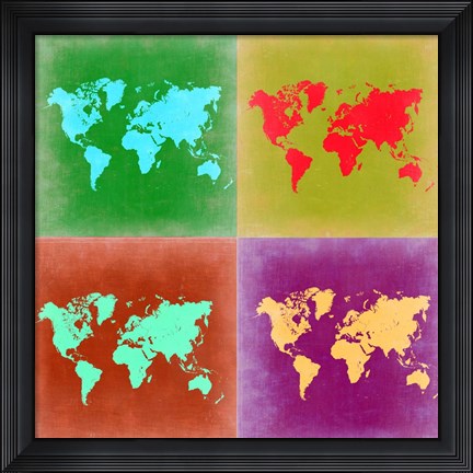 Framed Pop Art World Map 3 Print