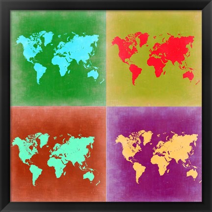 Framed Pop Art World Map 3 Print