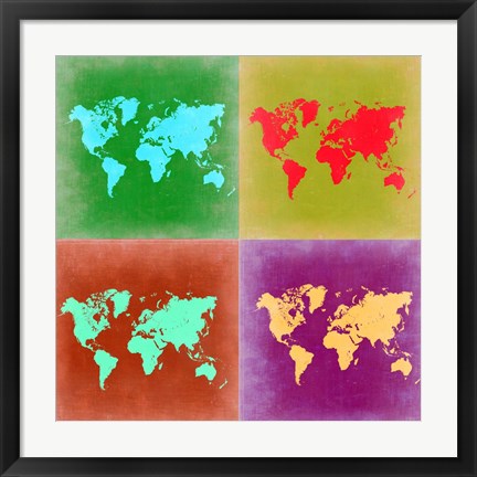 Framed Pop Art World Map 3 Print