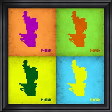 Framed Phoenix Pop Art Map 1 Print