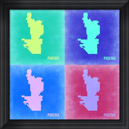 Framed Phoenix Pop Art Map 2 Print