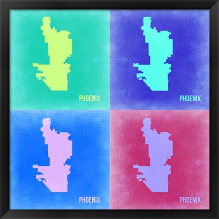 Framed Phoenix Pop Art Map 2 Print