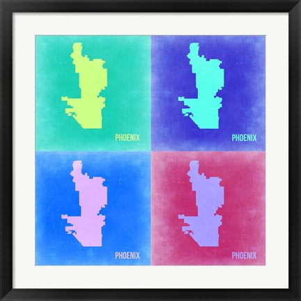 Framed Phoenix Pop Art Map 2 Print