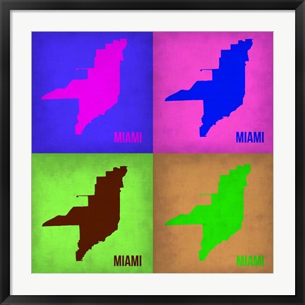 Framed Miami Pop Art Map 1 Print