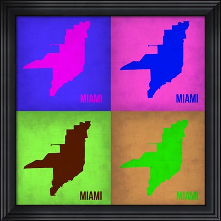 Framed Miami Pop Art Map 1 Print