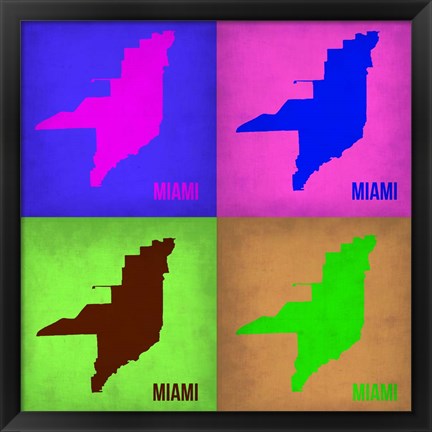 Framed Miami Pop Art Map 1 Print