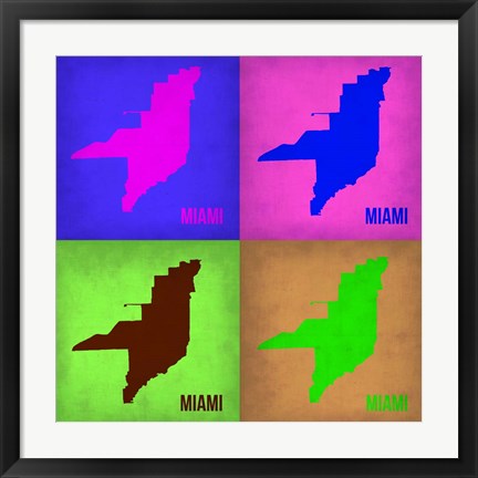 Framed Miami Pop Art Map 1 Print