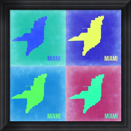 Framed Miami Pop Art Map 2 Print
