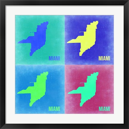 Framed Miami Pop Art Map 2 Print