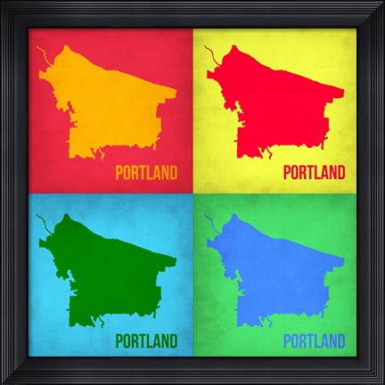 Framed Portland Pop Art Map 1 Print