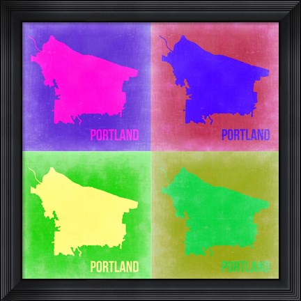 Framed Portland Pop Art Map 2 Print